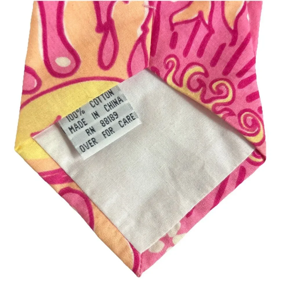 Vintage Lilly Pulitzer Men’s Tie Yellow Pink Sun Of A Gun Rare Print 54” Cotton